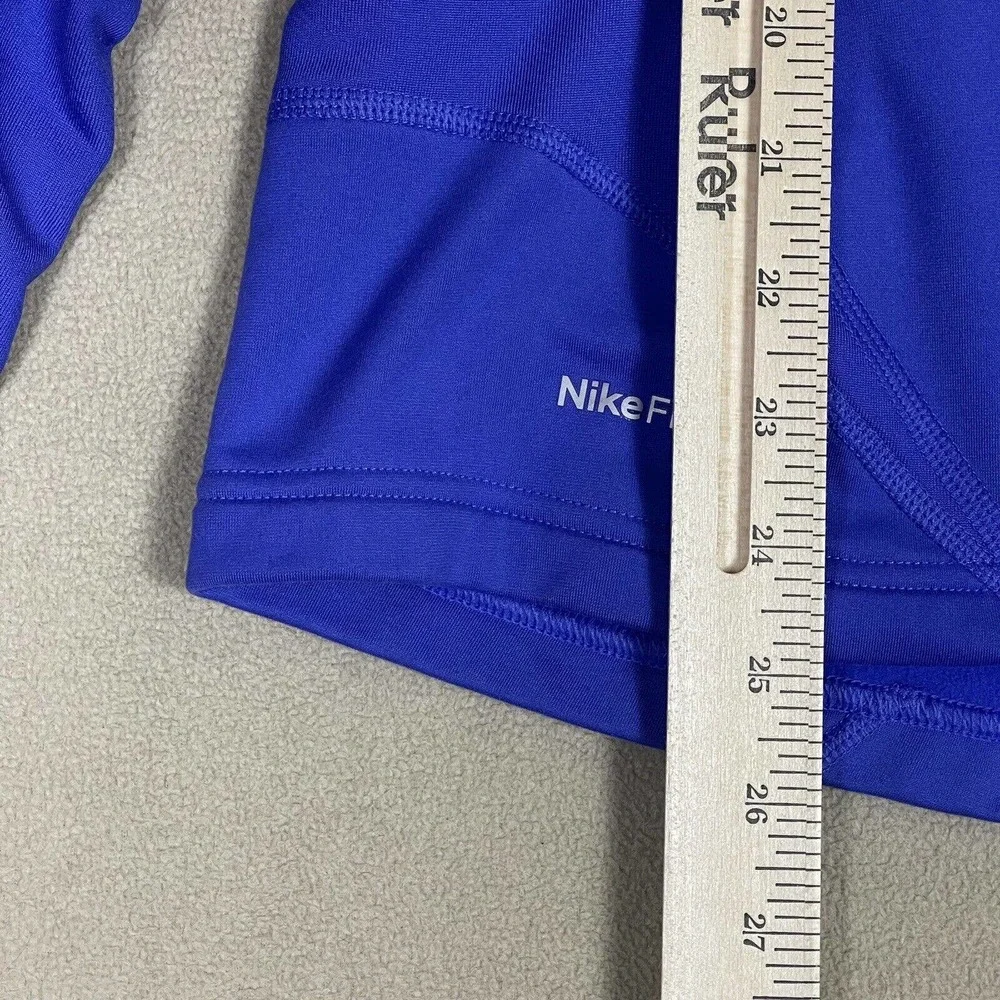 Nike Fit Womens L Hoodie Sweatshirt Blue 1/4 Zip Stretch‎